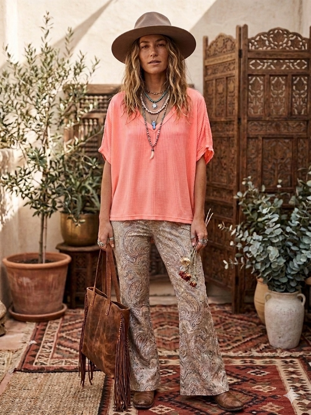 We The Free by Free People Coral Oversized Ribbed V-Neck Top Size Medium